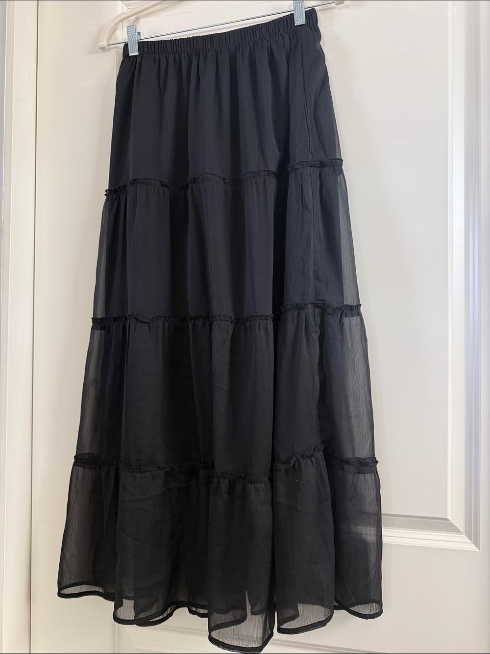 Hollister Black Sheer Tiered Maxi Skirt